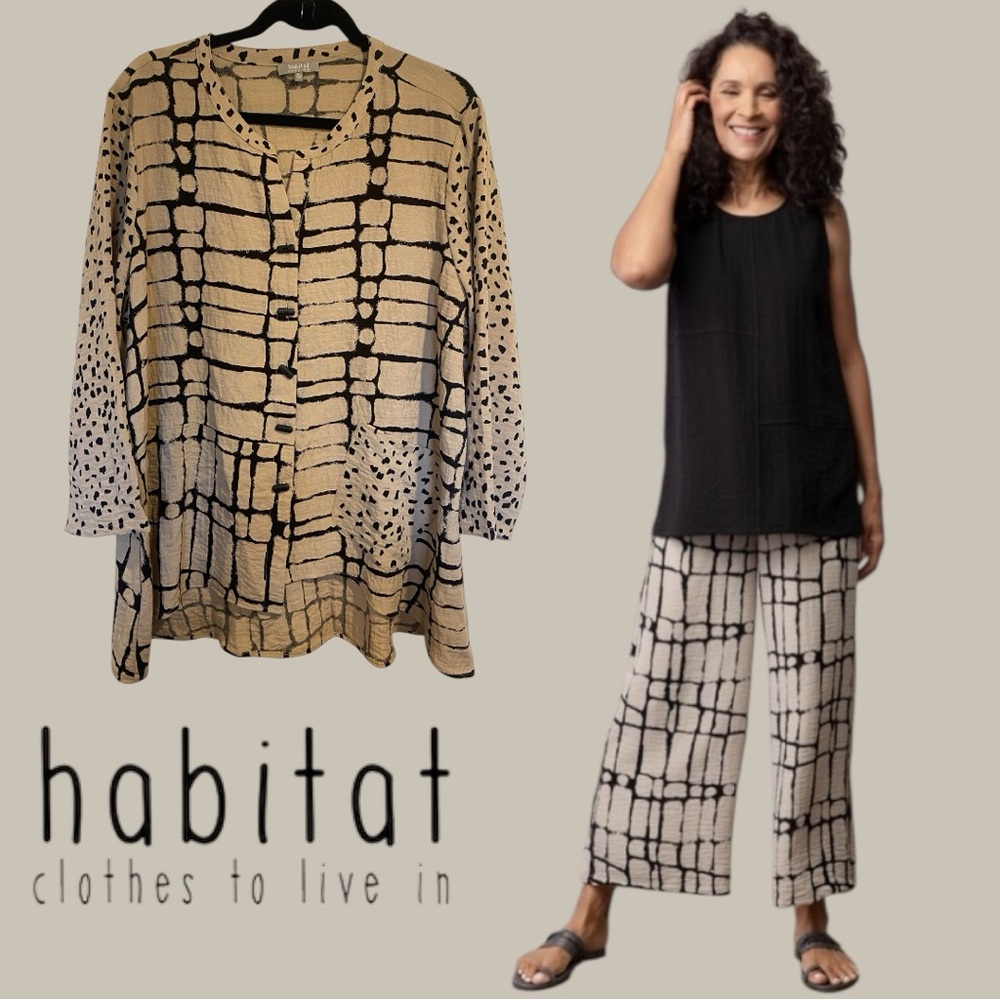 Habitat Stone Confetti Tunic & Crop Pant Set NWT XXL Art to Wear